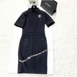 シャネル(CHANEL)の★CHANEL★極美品★CCボタン★ツイード★リトルブラック★ワンピース(ロングワンピース/マキシワンピース)