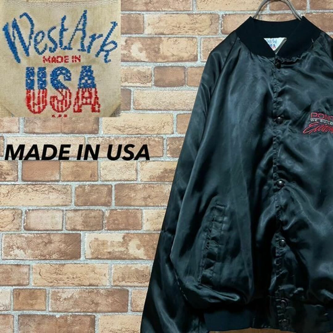 WestArk USA製　ヴィンテージナイロンスタジャン　黒　バック刺繍　Mダウンジャケット