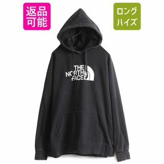 ザノースフェイス(THE NORTH FACE)のノースフェイス プリント スウェット フード パーカー レディース XL The North Face プルオーバー 裏起毛 トレーナー アウトドア 薄手 黒(パーカー)