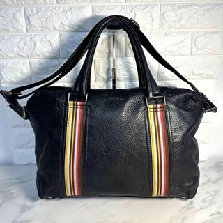 ポールスミス(Paul Smith)の美品　ポールスミス　トート　ショルダーバッグ　2way　ストライプ　ブラック(ショルダーバッグ)