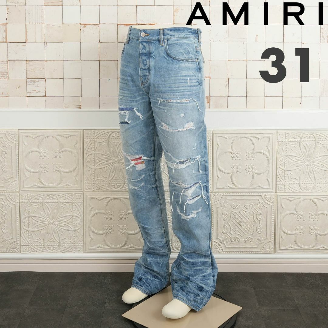 ユニゾンアミリ出品一覧新品 AMIRI STRAIGHT FIT ALOHA PATCHJEAN 30