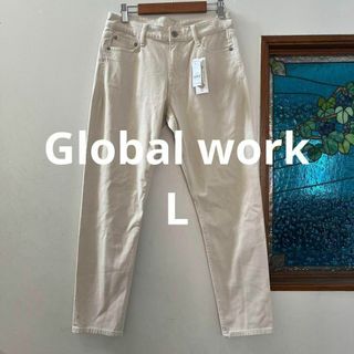 グローバルワーク(GLOBAL WORK)のGlobal work 360 ラクノビスリムパンツ　L ベージュ(カジュアルパンツ)