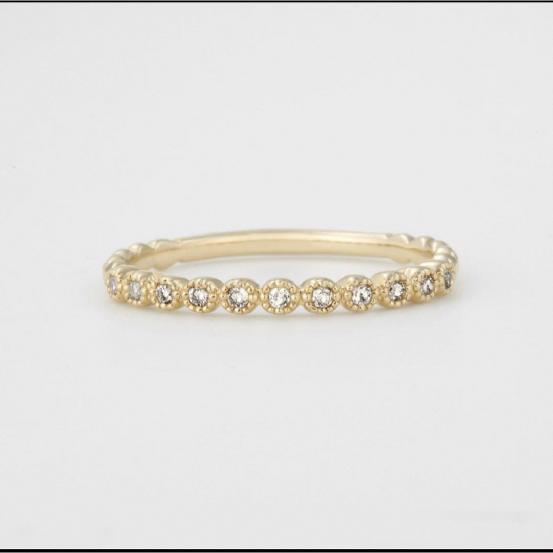 agete(アガット)の9号 PG Agete アガット K10ダイヤモンドリング フリルリング 指輪 レディースのアクセサリー(リング(指輪))の商品写真