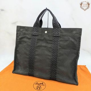 エルメス(Hermes)のエルメス エールラインMM キャンバス トートバッグ シルバー金具 グレー(トートバッグ)