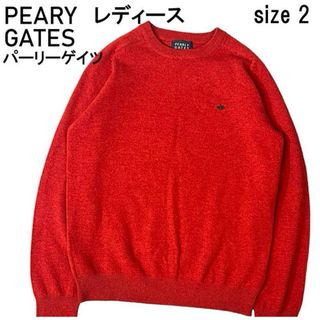 パーリーゲイツ(PEARLY GATES)のパーリーゲイツ　長袖　ニット　セーター　ウール　レッド　２　レディース　ゴルフ(ウエア)