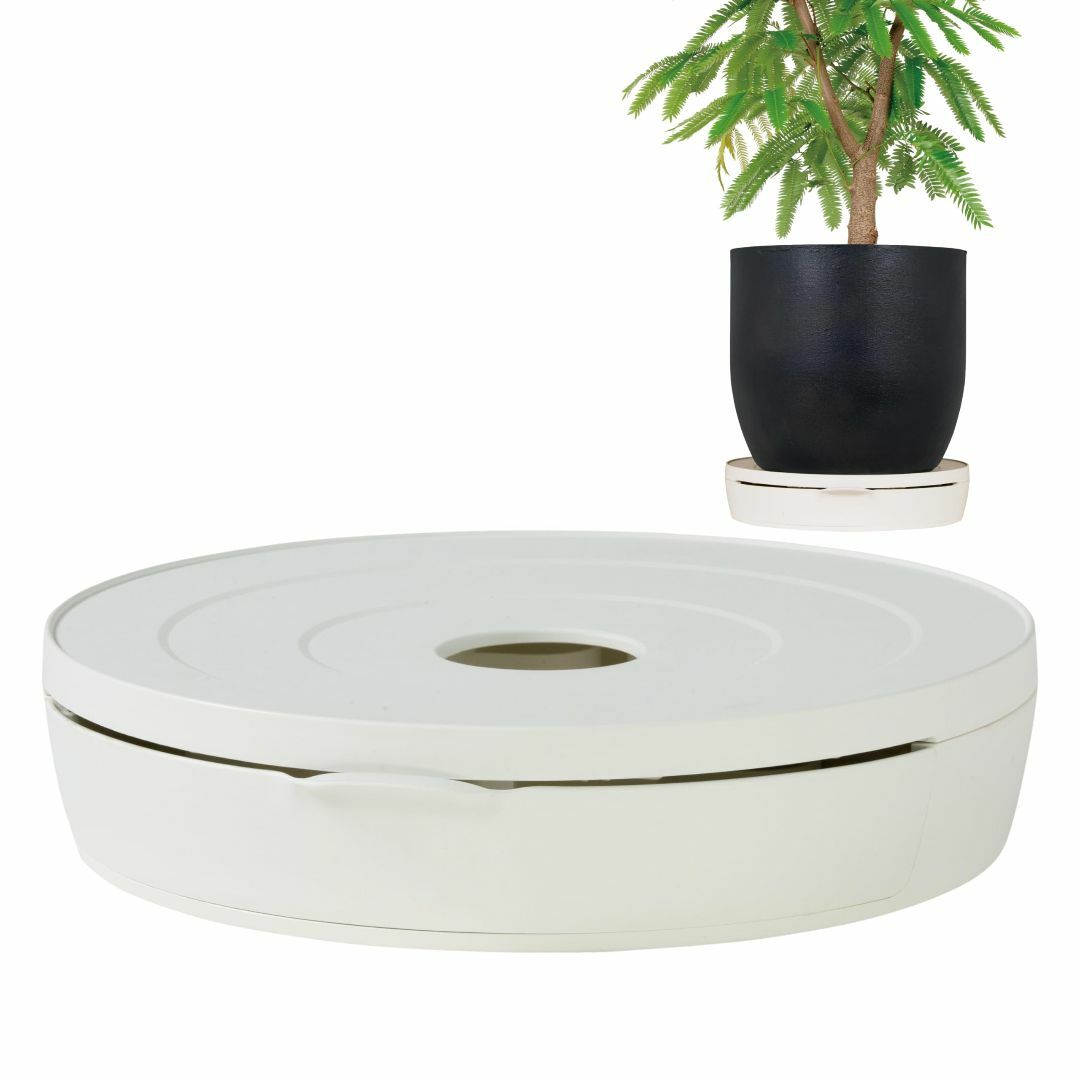 直径29×高さ65cm重量【色: ホワイト】ポットキーパー 観葉植物の排水を簡単に捨てれる鉢皿 床置き用