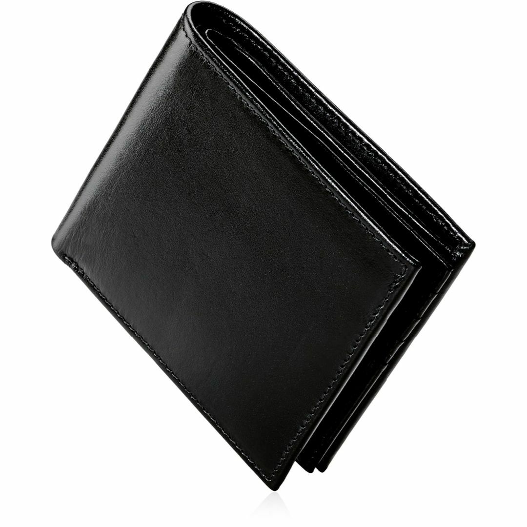 【色: ブラック】バルモア 二つ折り財布 所ジョージの世田谷ベース掲載 メンズイタリアンレザーカラー