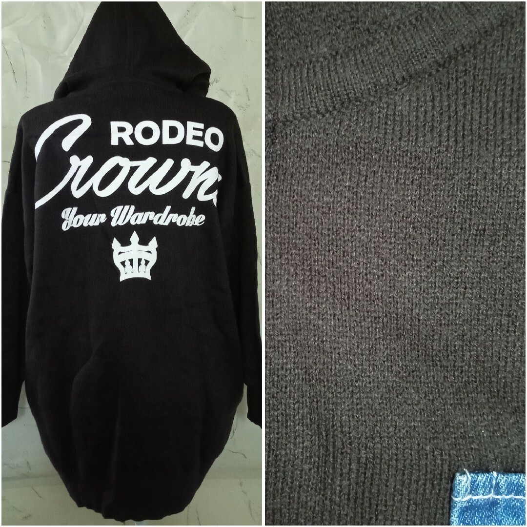 RODEO CROWNS WIDE BOWL(ロデオクラウンズワイドボウル)のBLKニットジップパーカー♡RODEO CROWNS ロデオクラウンズ  未使用 レディースのトップス(パーカー)の商品写真