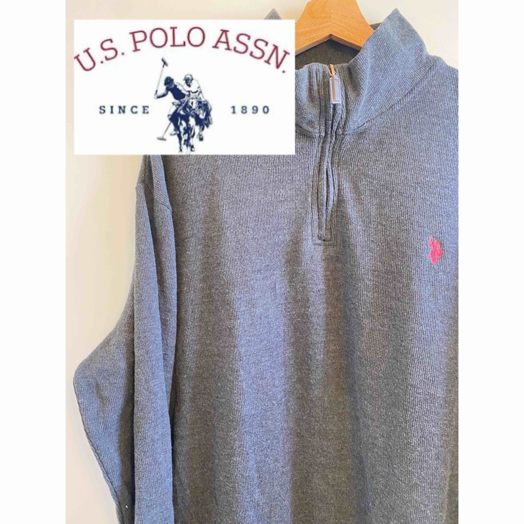 U.S. POLO ASSN.(ユーエスポロアッスン)のUS POLO ASSN. ハーフジップ　ニット　セーター　 ロゴ刺繍 メンズのトップス(ニット/セーター)の商品写真