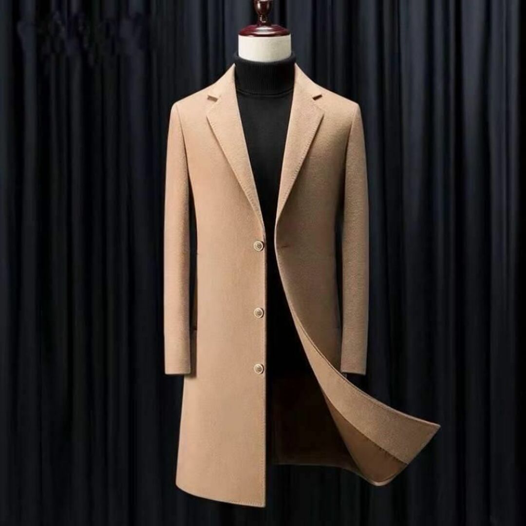 コート モダンクラシック エレガント スリムフィット　カーキ メンズのジャケット/アウター(チェスターコート)の商品写真