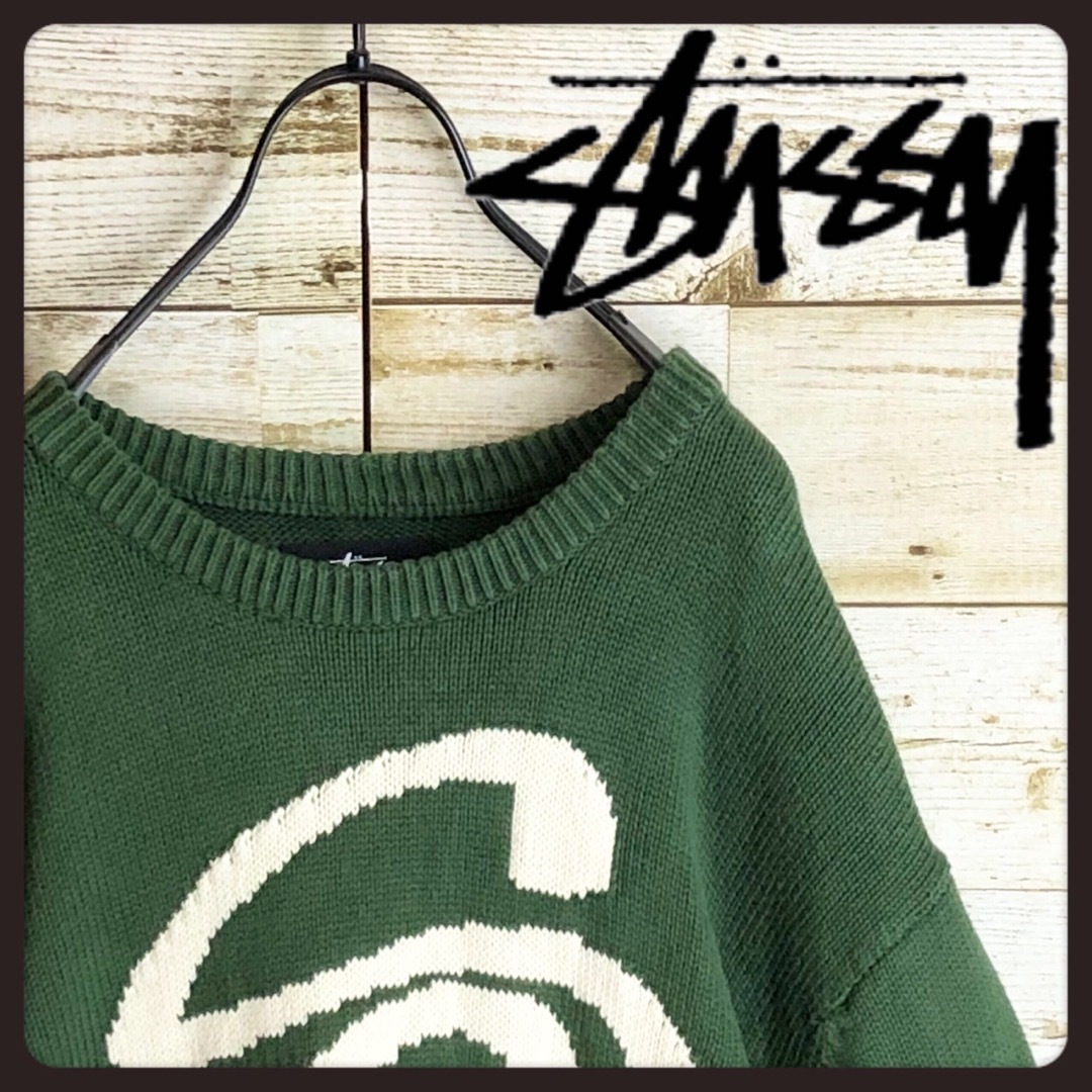 STUSSY ステューシー ジャガード ニット セーター ビックロゴ 入りメンズ