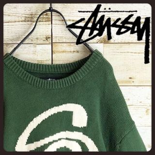 ステューシー(STUSSY)のSTUSSY ステューシー ジャガード ニット セーター ビックロゴ 入り(ニット/セーター)