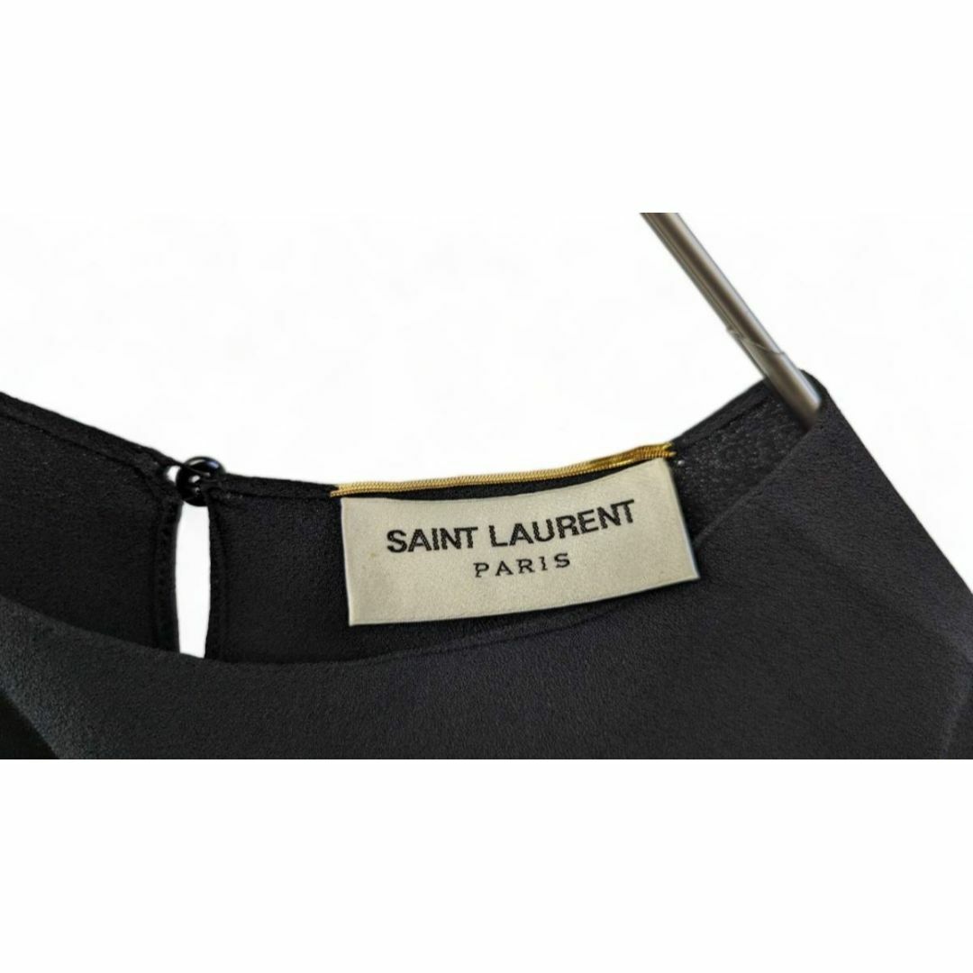 Saint Laurent(サンローラン)の【美品】サンローラン パリ SAINT LAURENT カットソー ブラウス 黒 レディースのトップス(シャツ/ブラウス(長袖/七分))の商品写真