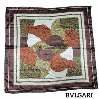 ブルガリ(BVLGARI)の【美品】BVLGARI スカーフ 99×93 シルク100％ アニマル柄(バンダナ/スカーフ)
