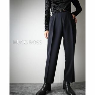 ヒューゴボス(HUGO BOSS)の【HUGO BOSS】ヒューゴボス 1タック ワイド スラックス 濃紺 W32(スラックス)