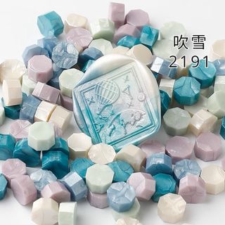 シーリングワックス ミックス グリーン＆紫 吹雪（約130粒）40g(印鑑/スタンプ/朱肉)