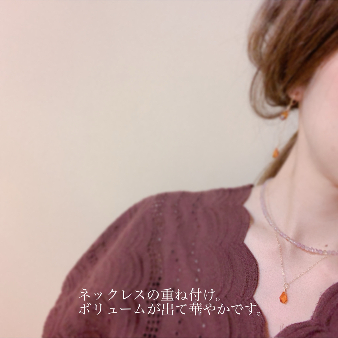 ◆好評◆揺れるバルティックアンバー☆14kgfネックレス40cm ハンドメイドのアクセサリー(ネックレス)の商品写真