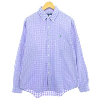 ラルフローレン(Ralph Lauren)の古着 ラルフローレン Ralph Lauren CUSTOM FIT 長袖 ボタンダウンチェックシャツ メンズL ヴィンテージ /eaa409458(シャツ)