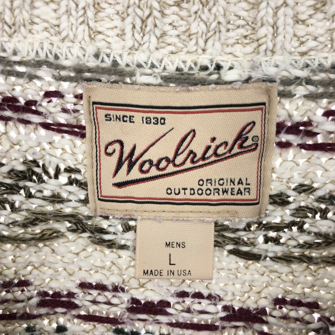 WOOLRICH(ウールリッチ)の古着 ウールリッチ WOOLRICH 総柄 コットンニットセーター USA製 メンズL /eaa409226 メンズのトップス(ニット/セーター)の商品写真