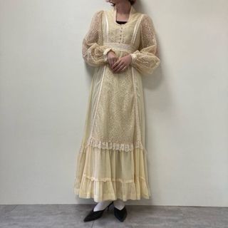 ガニーサックス(GUNNE SAX)の古着 70年代 ガンネサックス GUNNE SAX マキシ丈 長袖 フレア ワンピース USA製 レディースL ヴィンテージ /eva001374(その他)