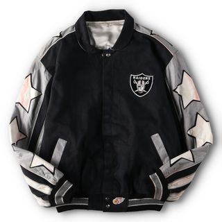 古着 80~90年代 ジェフハミルトン JEFF HAMILTON NFL OAKLAND RAIDERS オークランドレイダース リバーシブル スタジャン アワードジャケット バーシティジャケット USA製 メンズXL ヴィンテージ /evb003193(スタジャン)