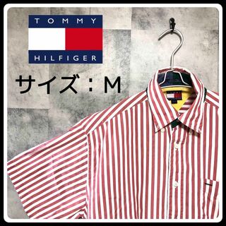 トミーヒルフィガー(TOMMY HILFIGER)のUS/EU輸入　海外古着　tommy hilfiger  シャツ　M　レッド(シャツ)