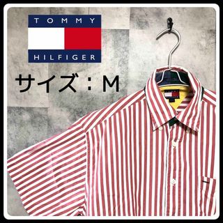 トミーヒルフィガー(TOMMY HILFIGER)のUS/EU輸入　海外古着　tommy hilfiger  シャツ　M　レッド(シャツ)