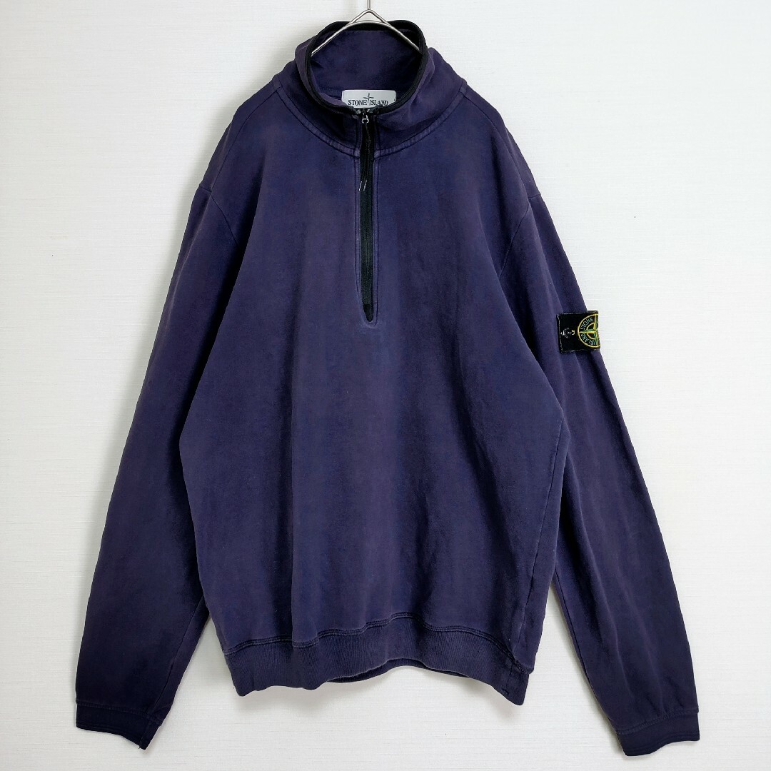 STONE ISLAND(ストーンアイランド)の【本物・鑑定済】ストーンアイランド☆ワッペンロゴ付ハーフジップスウェット　L　紫 メンズのトップス(スウェット)の商品写真