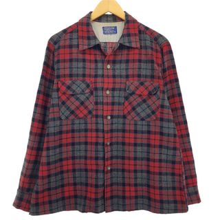 ペンドルトン(PENDLETON)の古着 50年代 ペンドルトン PENDLETON チェック柄 オープンカラー ボードシャツ ウールボックスシャツ メンズL ヴィンテージ /eaa408088(シャツ)