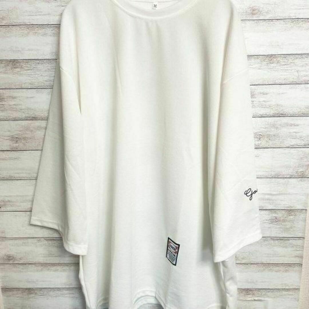 韓国 メンズ 七分袖 Tシャツ 白 ホワイト② メンズのトップス(Tシャツ/カットソー(七分/長袖))の商品写真
