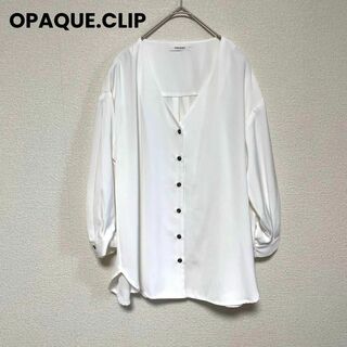 オペークドットクリップ(OPAQUE.CLIP)のx73 オペークドットクリップ 7分袖 とろみカーディガン 羽織り ホワイト(カーディガン)