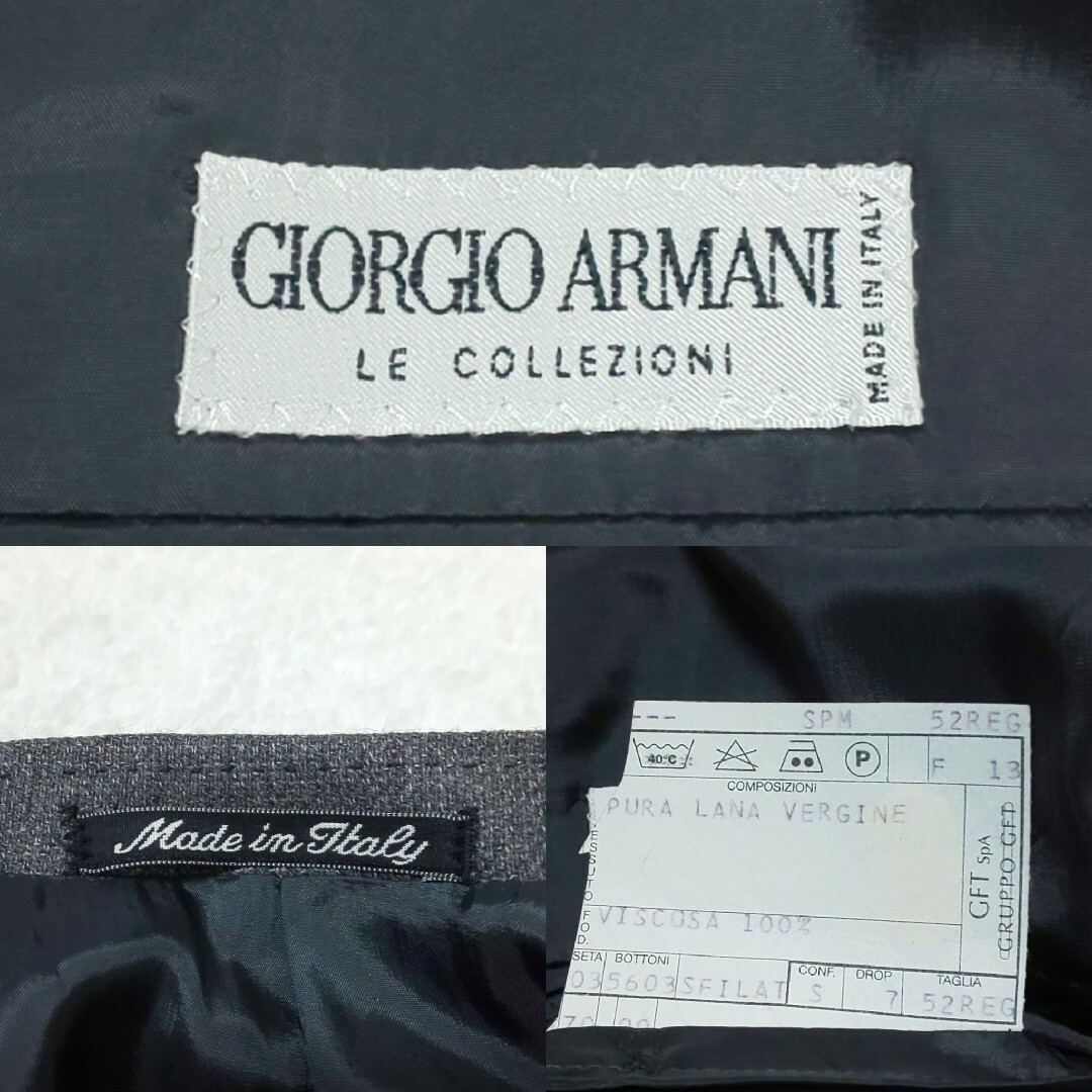 Giorgio Armani(ジョルジオアルマーニ)の【極美品】GIORGIO ARMANI ダブルセットアップスーツ ダークグレー メンズのスーツ(セットアップ)の商品写真