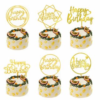 ケーキトッパー 誕生日 ゴールド 12枚セット ケーキ飾り トッパー Happy(調理道具/製菓道具)