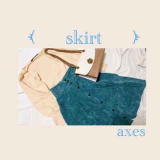 アクシーズファム(axes femme)のaxes スカート 青 刺繍 コーデュロイ(ひざ丈スカート)