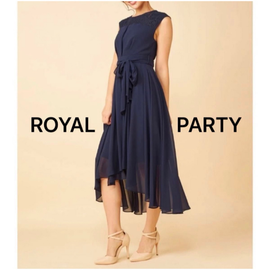 ROYAL PARTY(ロイヤルパーティー)の【ROYAL PARTY】タックレース重ねテールカットドレス  レディースのフォーマル/ドレス(ミディアムドレス)の商品写真