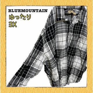 BLUEMOUNTAIN ブルーマウンテン　3X ワンピース　チェック　ゆったり(シャツ/ブラウス(長袖/七分))