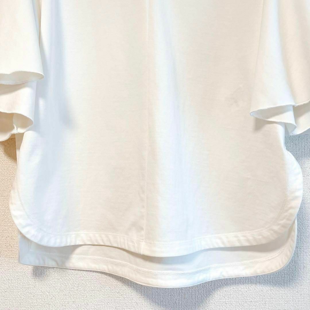 IENA(イエナ)のフリル袖が可愛い♪ 七分袖　フリルスリーブTシャツ　フリーサイズ　ホワイト レディースのトップス(Tシャツ(長袖/七分))の商品写真