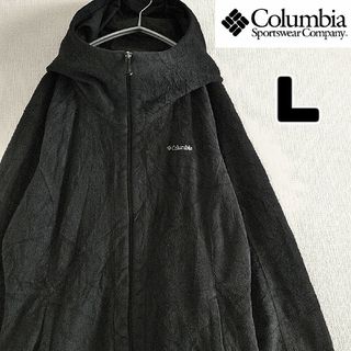 コロンビア(Columbia)のコロンビア　フルジップ　フリースジャケット　黒　Lサイズ　US古着　刺繍(パーカー)