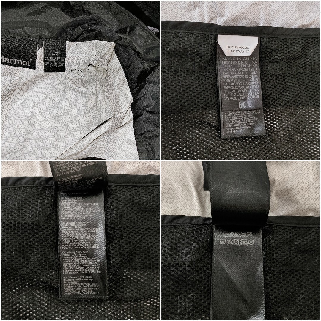 MARMOT(マーモット)のマーモット　フルジップ　マウンテンライトジャケット　黒　白　Lサイズ　US古着 レディースのジャケット/アウター(ナイロンジャケット)の商品写真