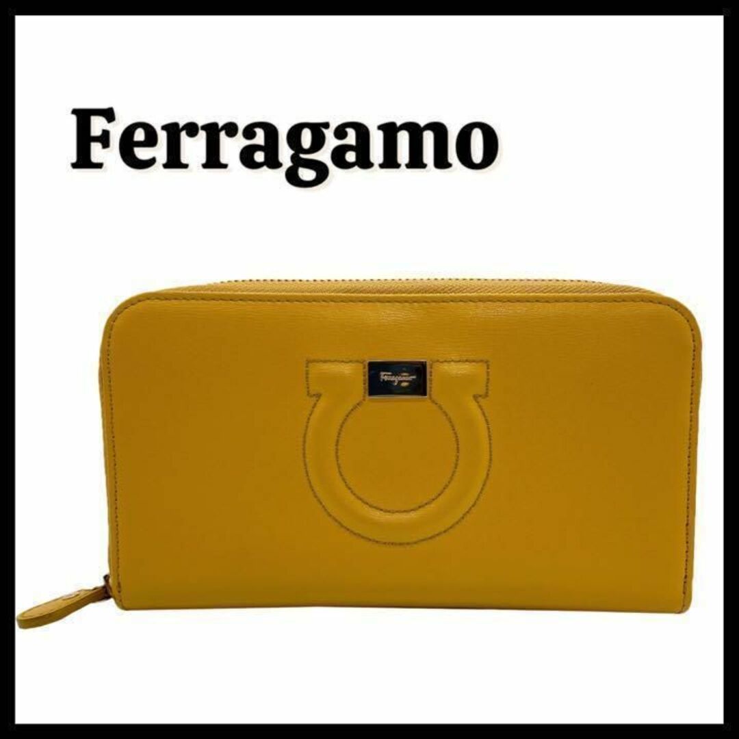 あやブランド品一覧9520■Ferragamo フェラガモ ガンニーチ ラウンドファスナー 長財布 美品