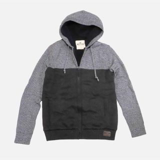 ホリスター(Hollister)の★新品★ホリスター★裏シェルパ付フルジップニットパーカー (Grey/M)(ニット/セーター)