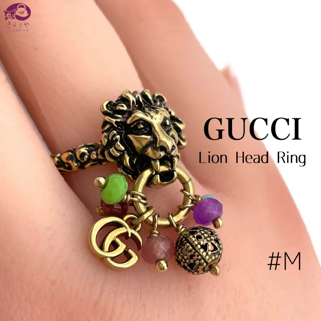 Gucci(グッチ)のGUCCI グッチ GG ライオンヘッド リング 指輪 カラーストーン レディースのアクセサリー(リング(指輪))の商品写真