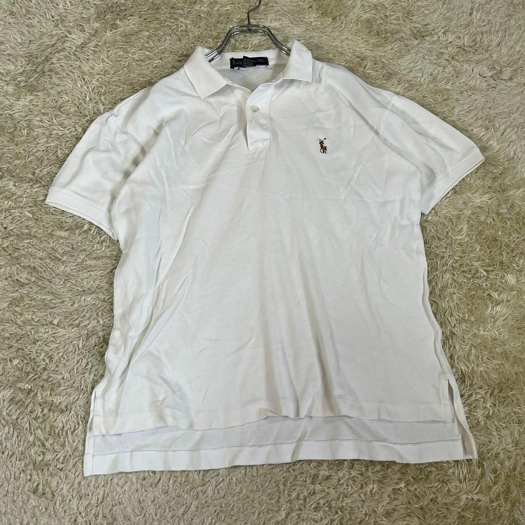 Ralph Lauren(ラルフローレン)のRalph Lauren (S) ロゴ入り コットン ポロシャツ ホワイト 半袖 レディースのトップス(ポロシャツ)の商品写真