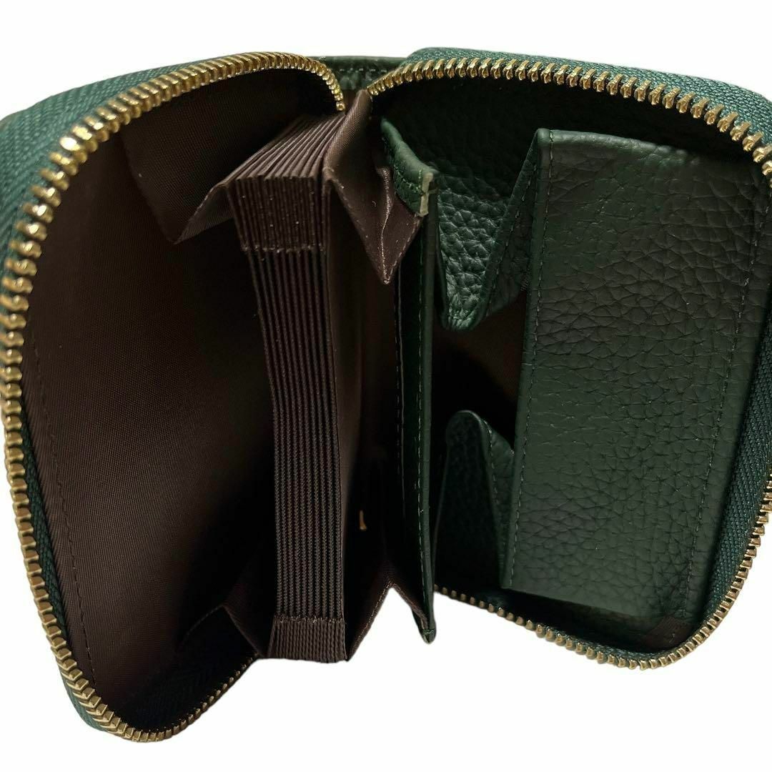 ミニ財布 カードケース レディース 本革 スキミング防止 じゃばら (グリーン) レディースのファッション小物(財布)の商品写真