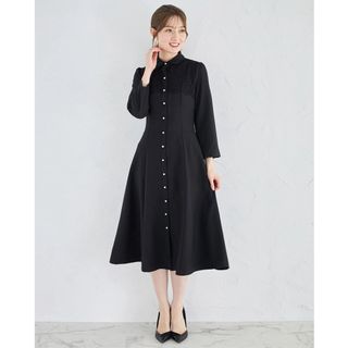 トッコクローゼット(TOCCO closet)のヨークレース切り替えバックレースアップシャツワンピース(ひざ丈ワンピース)