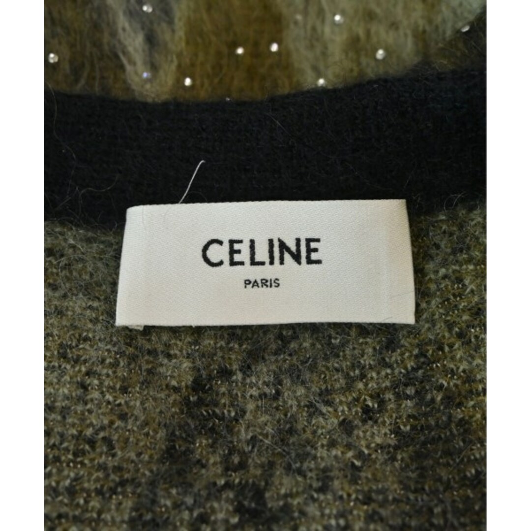CELINE - CELINE セリーヌ カーディガン M 黒xカーキx黄緑系(総 CELINE - CELINE セリーヌ カーディガン M 黒xカーキx黄緑系(総