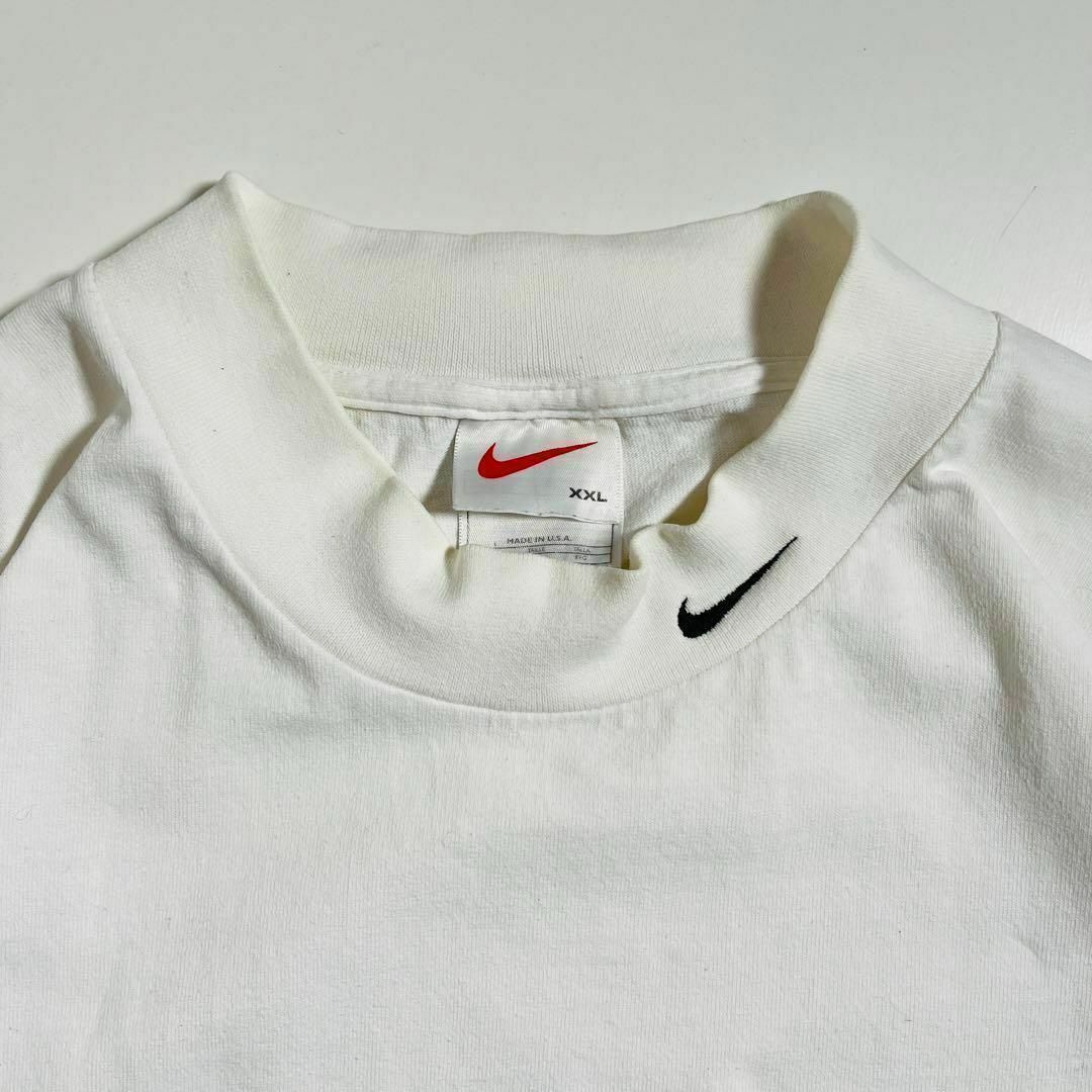 90s USA製 NIKE モックネックカットソー　ロンT 襟スウッシュ　L