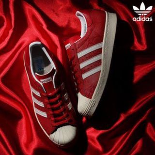 アディダス(adidas)のアディダス スーパースター 80s  アトモス グローインザダーク" レッド(スニーカー)