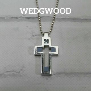 ウェッジウッド(WEDGWOOD)の【匿名配送】 ウェッジウッド ネックレス シルバー SV925 水色 十字架(ネックレス)