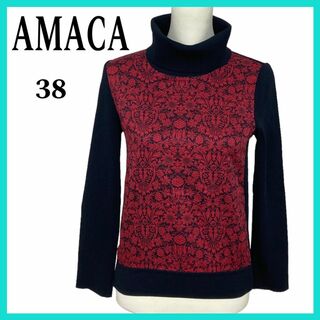 アマカ(AMACA)のAMACA アマカ ニット セーター 花柄 ピンク 38(カットソー(長袖/七分))